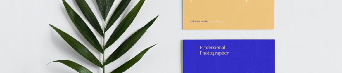 Free Business Card with Leaf Mockup