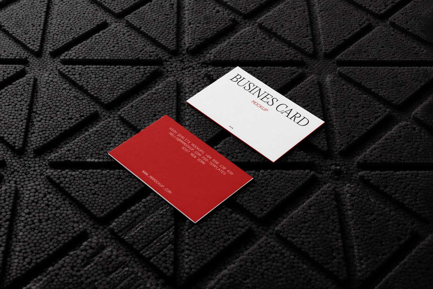 Free Business Cards Lying on Styrofoam Mockup