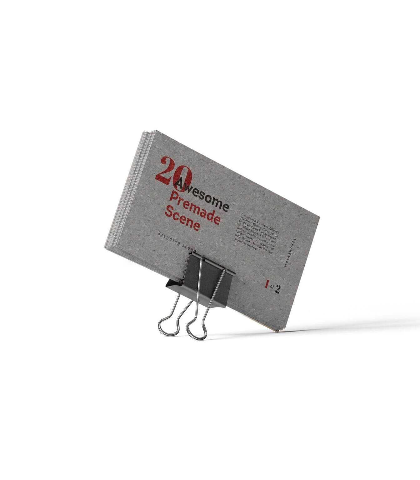 Free Business Cards Mockup Held by a Clip (PSD)