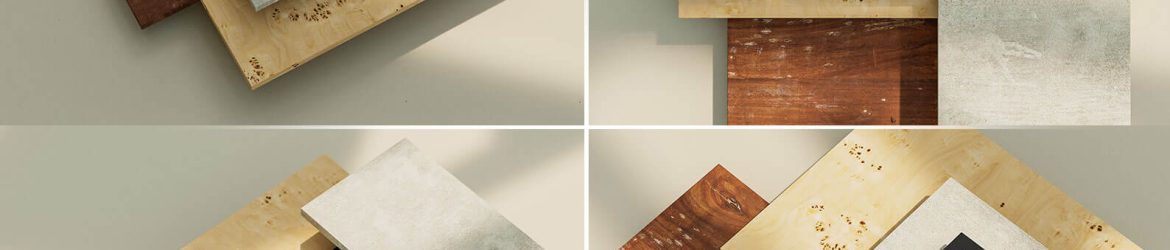 Free Business Cards Mockup on Tiles Floating style