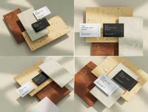 Free Business Cards Mockup on Tiles Floating style