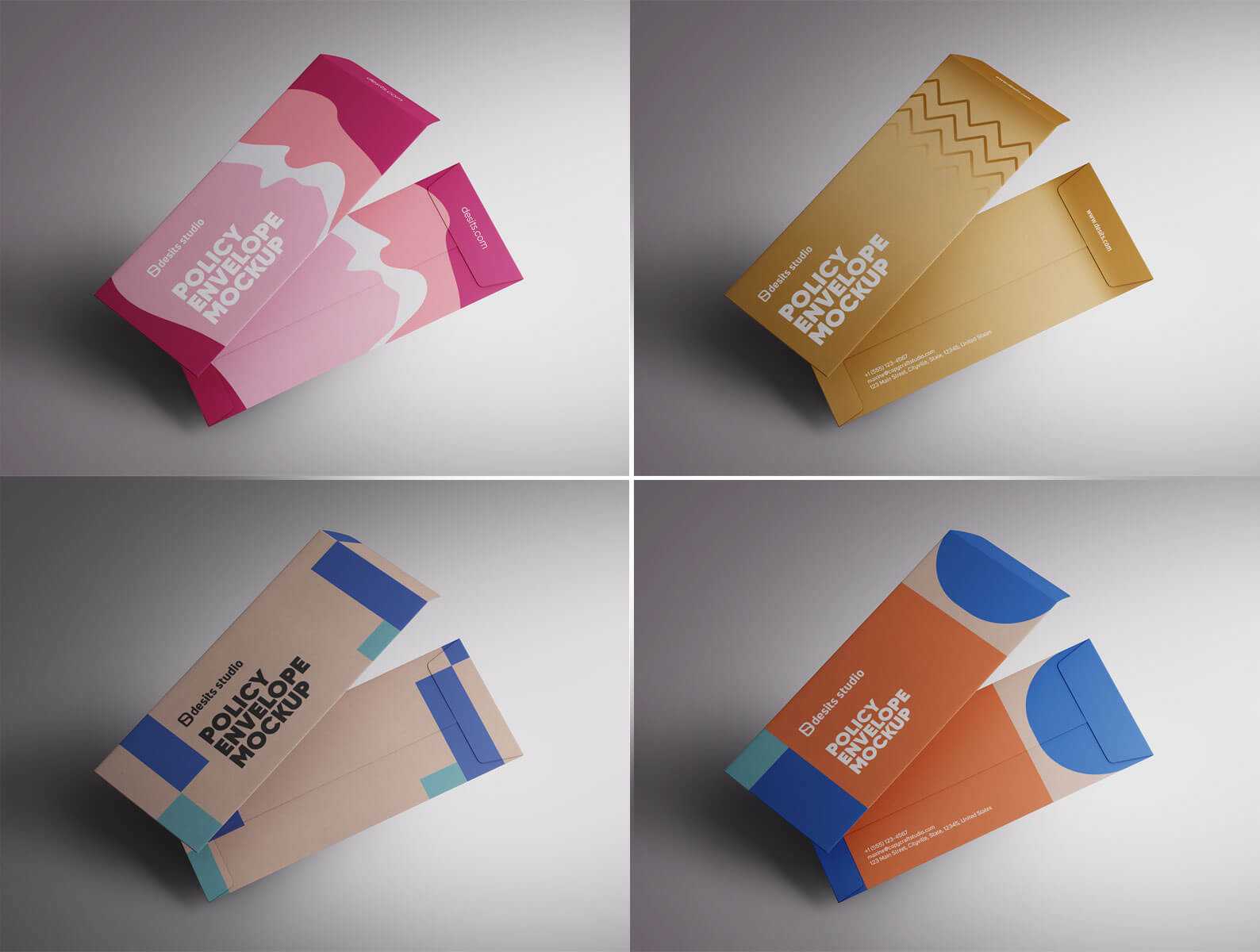 Free Business Two Side Envelope Cover Mockup PSD