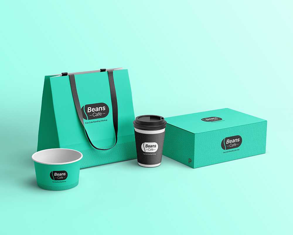 Free Cafe Coffee Beans Branding Mockup PSD