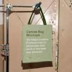 Free Canvas Bag Hanging on Tripod Mockup