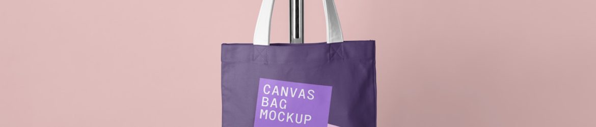 Free Canvas Bag Hanging on Tripod PSD Mockup