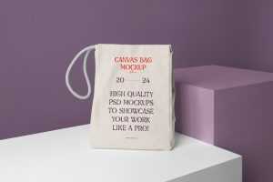 Free Canvas Bag on Boxes Mockup