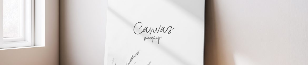 Free Canvas Mockup Leaning Against Wall with Soft Sunlight
