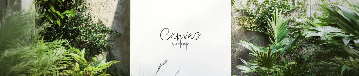 Free Canvas Mockup PSD In Outdoor Garden