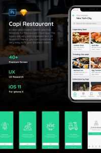 Free Capi Restaurant iOS UI Kit PSD and Sketch files