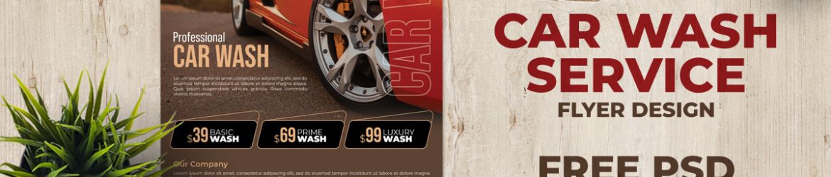 Free Car Wash Flyer Design PSD Template