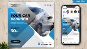 Free Car Wash Instagram Post Design PSD Template