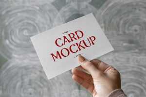 Free Card in Hand PSD Mockup