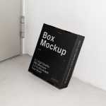 Free Cardboard Box Leaning Against Wall Mockup