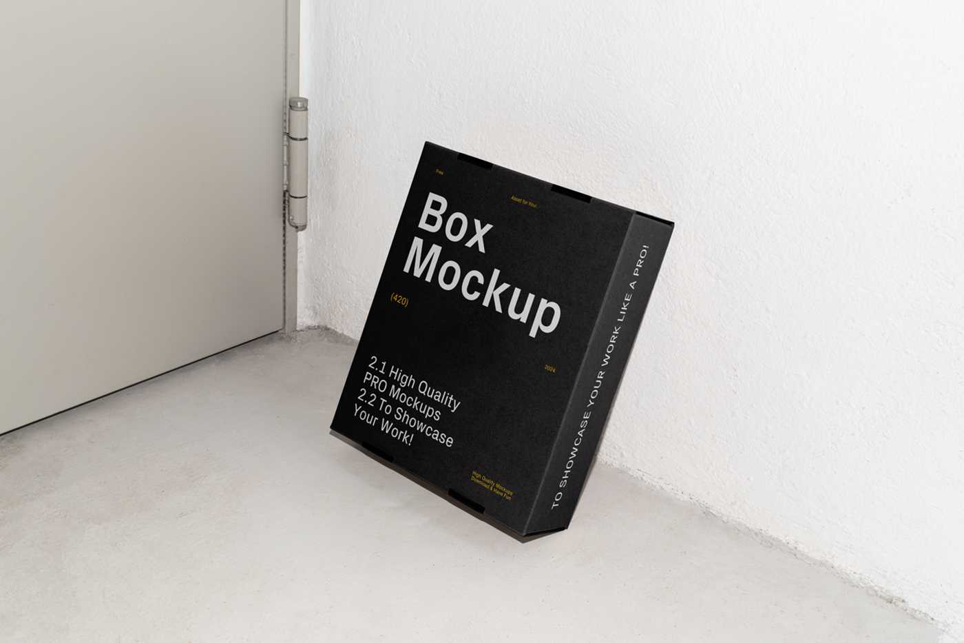 Free Cardboard Box Leaning Against Wall Mockup