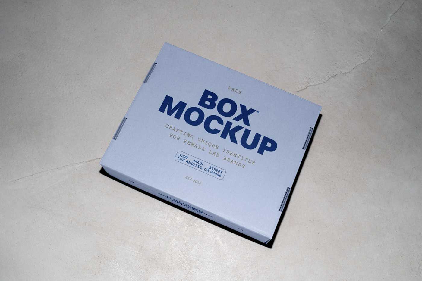 Free Cardboard Box on Floor Mockup