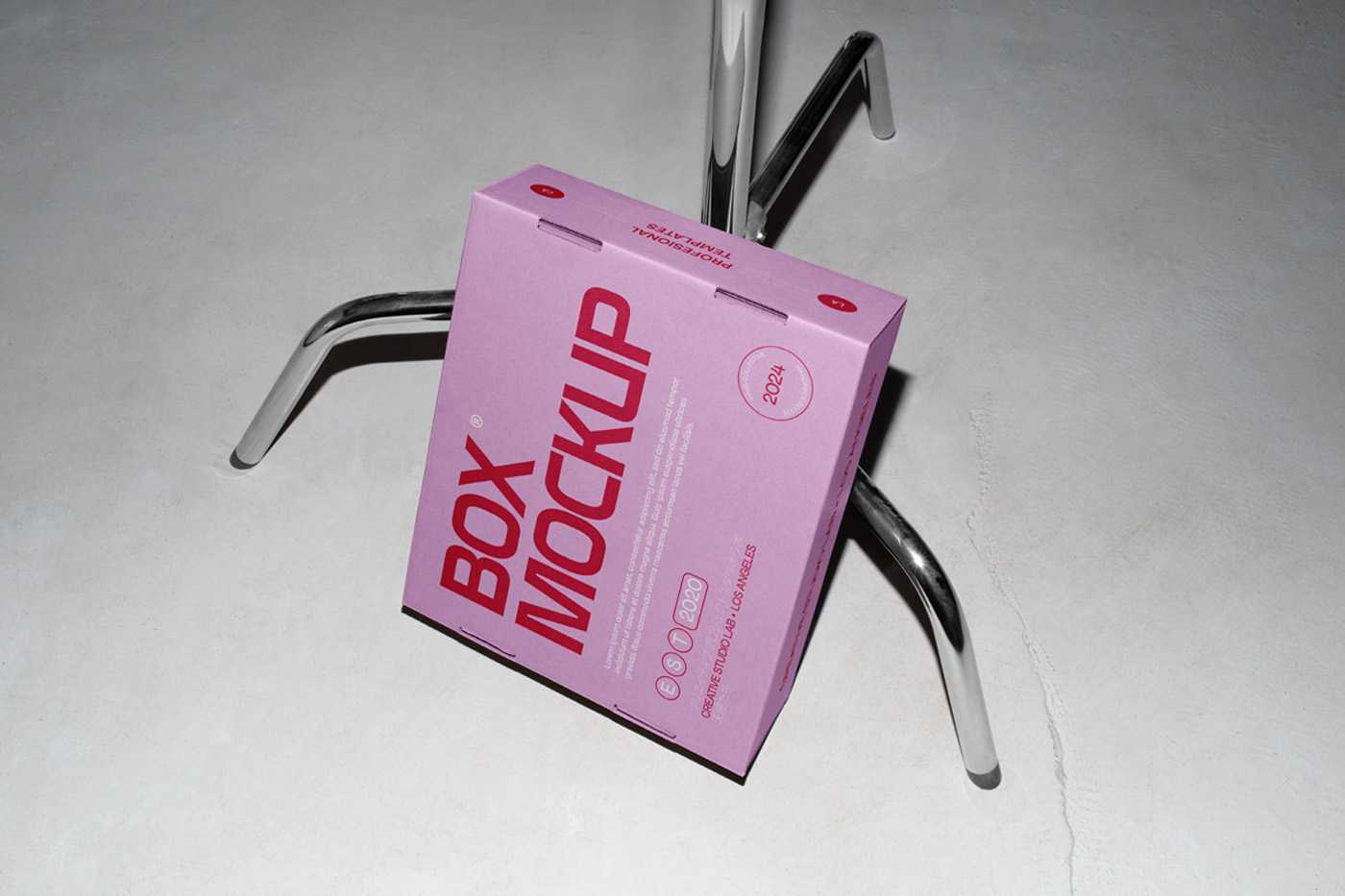 Free Cardboard Box with Tripod Mockup