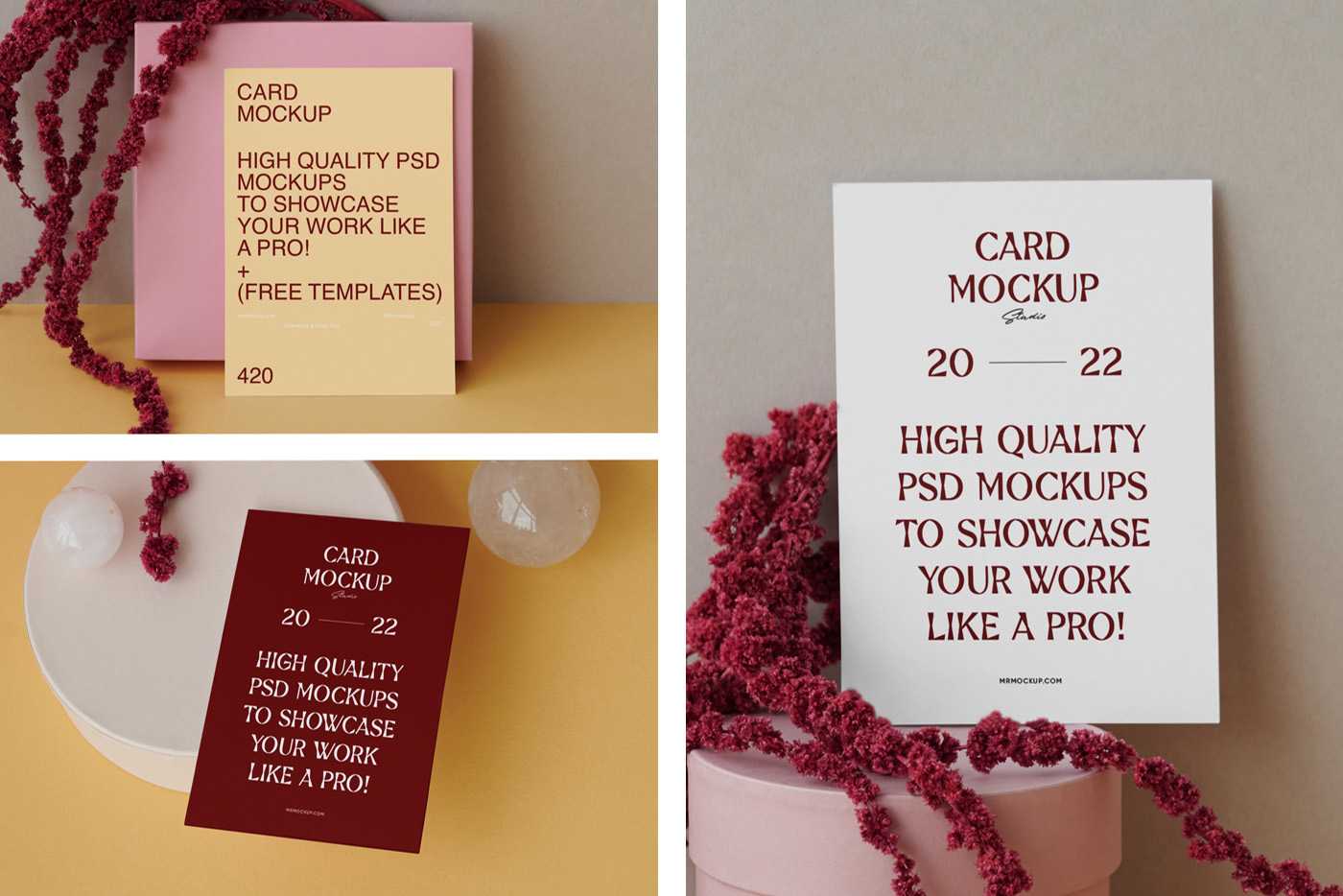 Free Cards with Decorations Mockup