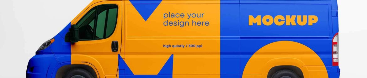 Free Cargo Logistic Van Mockup PSD Side View