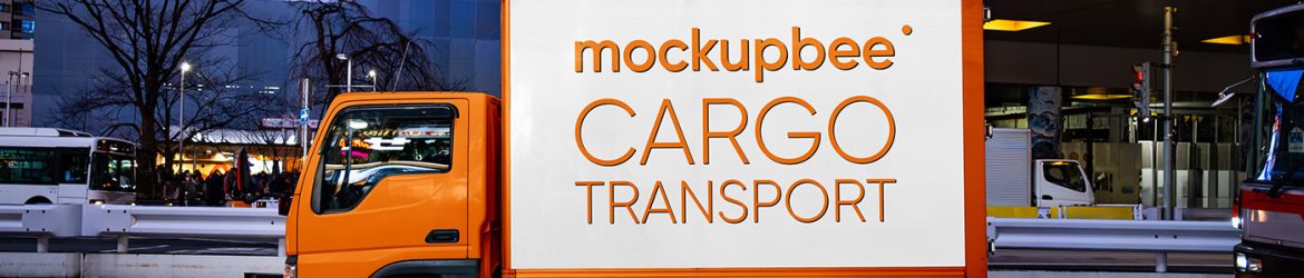 Free Cargo Transportation Truck Mockup PSD