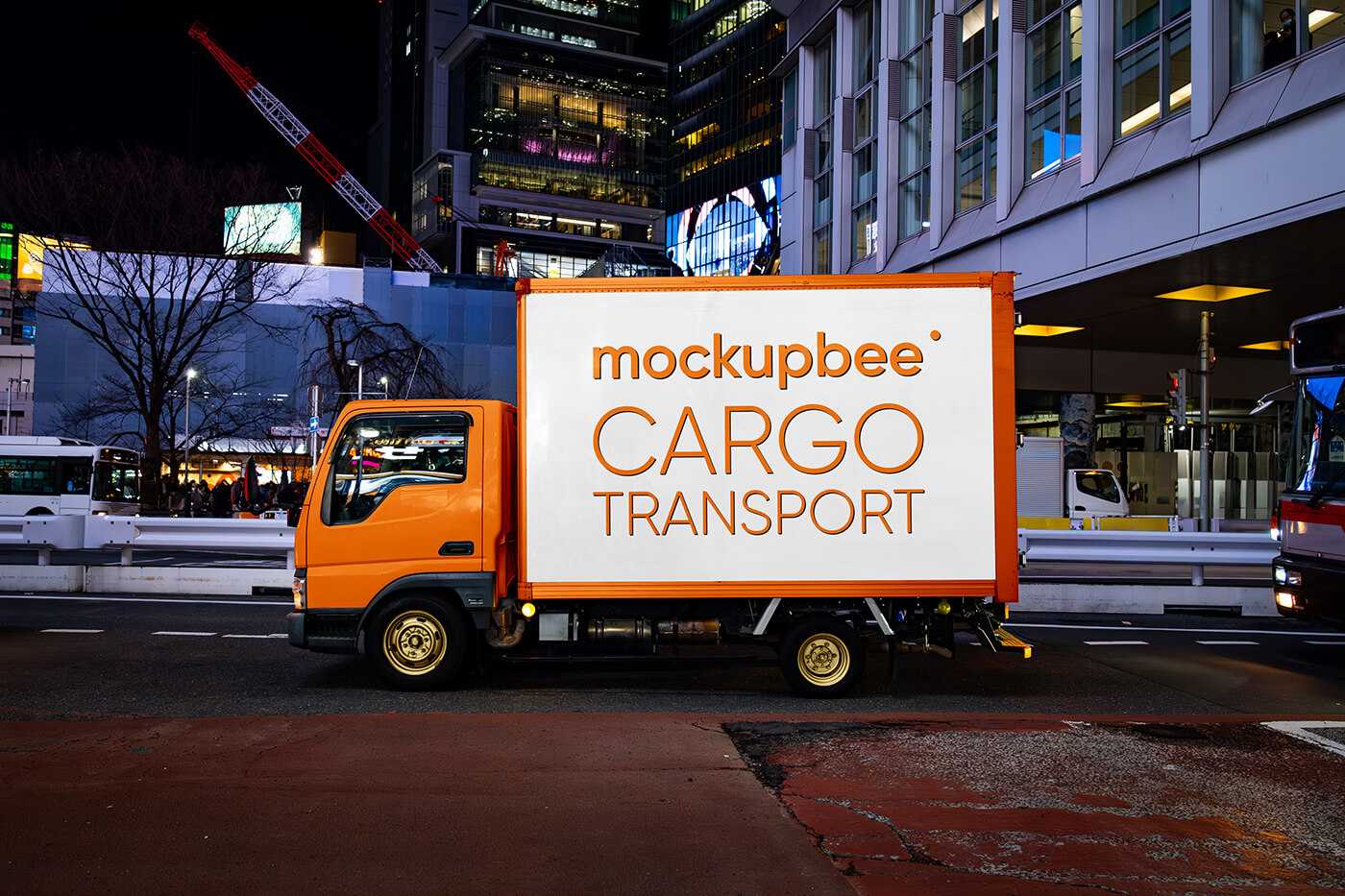 Free Cargo Transportation Truck Mockup PSD