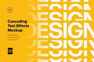 Free Cascading Distortion Text Effects PSD Mockup