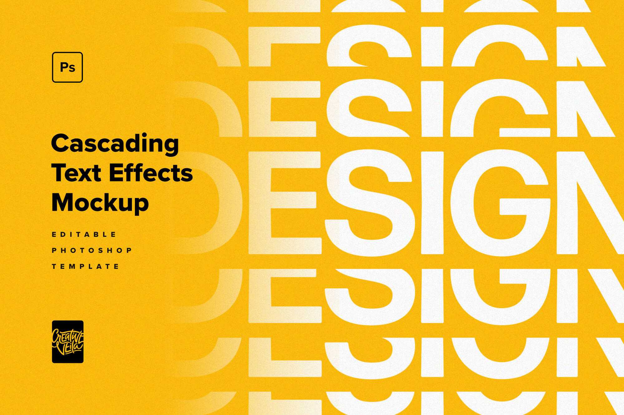 Free Cascading Distortion Text Effects PSD Mockup