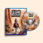Free CD Game Lying on CD Box Mockup PSD