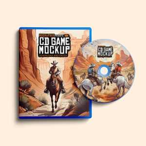 Free CD Game Lying on CD Box Mockup PSD