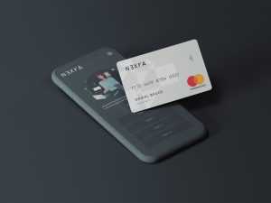 Free Cell Phone with Credit Card Mockup