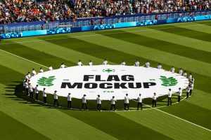 Free Center Circle Stadium Pitch Banner Football Flag Mockup PSD