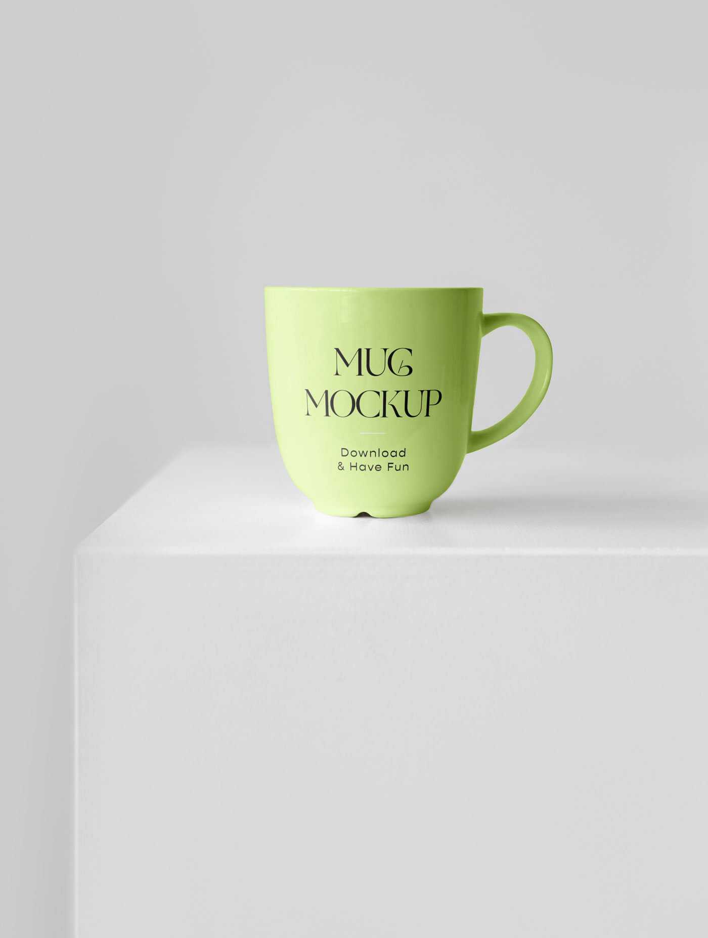 Free Ceramic Mug Mockup PSD on a Cube