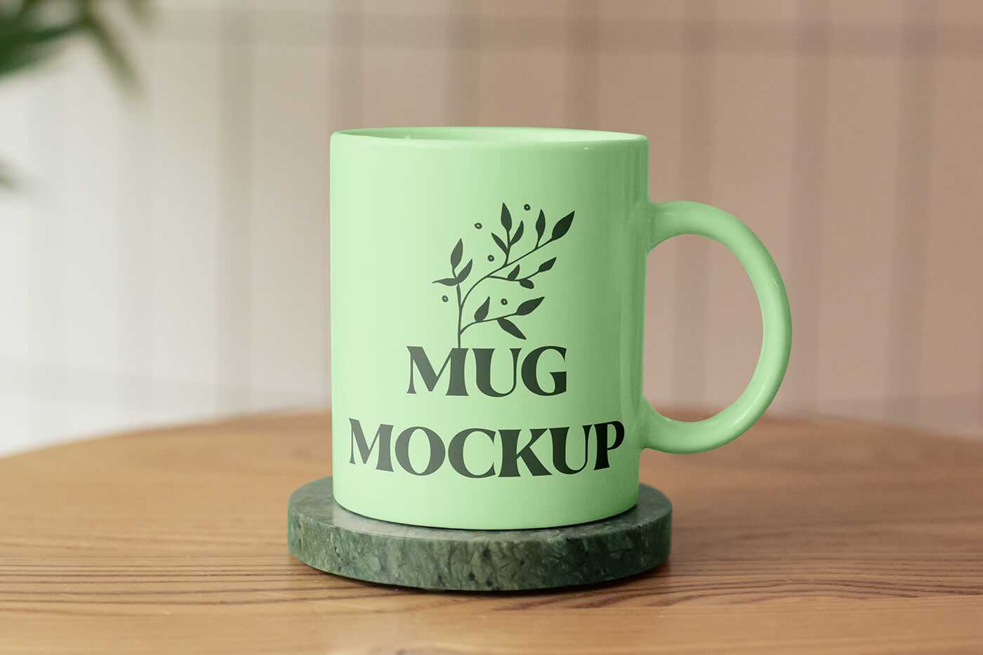Free Ceramic Mug Mockup PSD on Round Stone