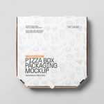 Free Chamfered Square Pizza Box Mockup