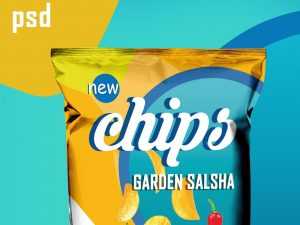Free Chips Packet Design PSD Template