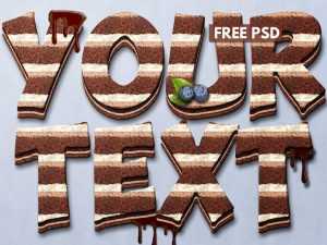 Free Chocolate Cake Photoshop Text Effect Mockup PSD file