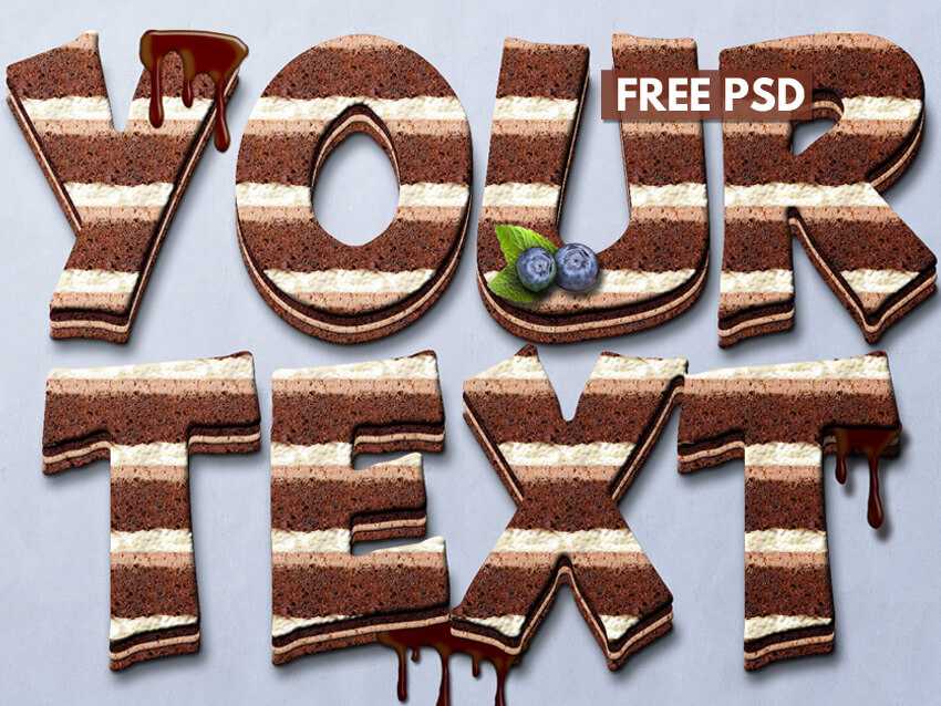 Free Chocolate Cake Photoshop Text Effect Mockup PSD file