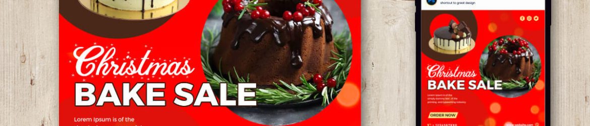 Free Christmas Bakery Cake Order Ad Banner PSD Template