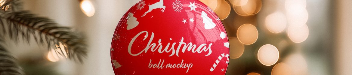 Free Christmas Ball Mockup On Light Background