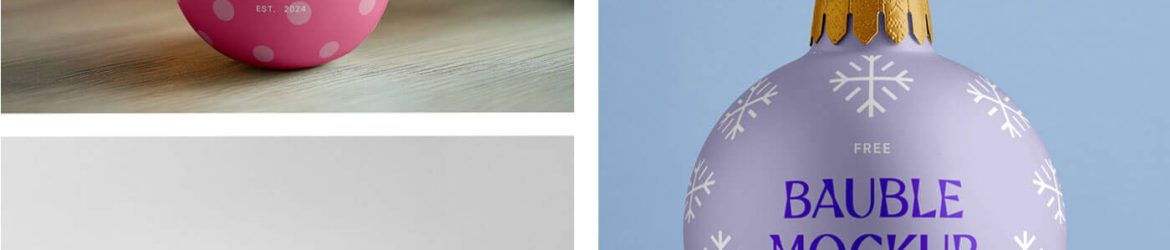 Free Christmas Baubles and Wrapping Paper Mockups PSD