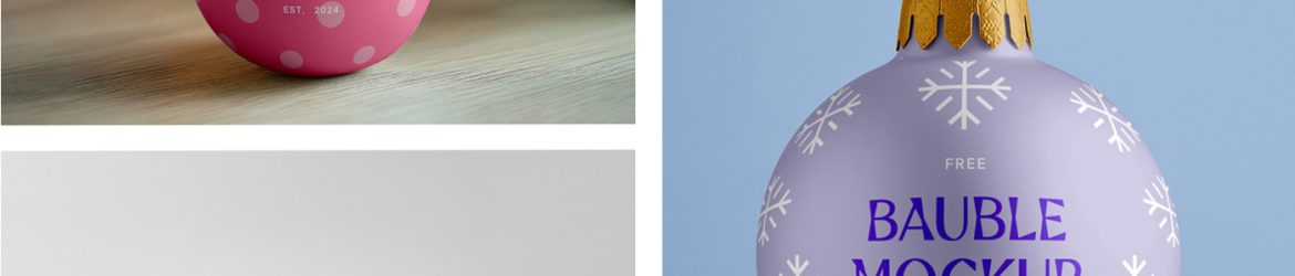 Free Christmas Bouble and Wrapping Paper Mockups