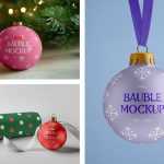 Free Christmas Bouble and Wrapping Paper Mockups