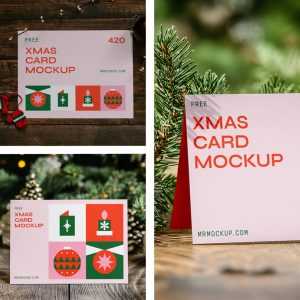 Free Christmas Card PSD Mockups