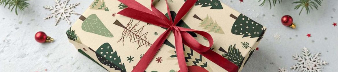 Free Christmas Gift Box Mockup PSD