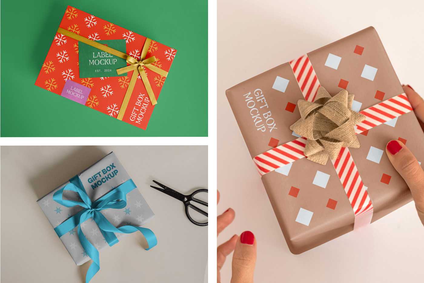 Free Christmas Gift Box Mockups