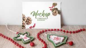 Free Christmas Invitation Card Mockup PSD