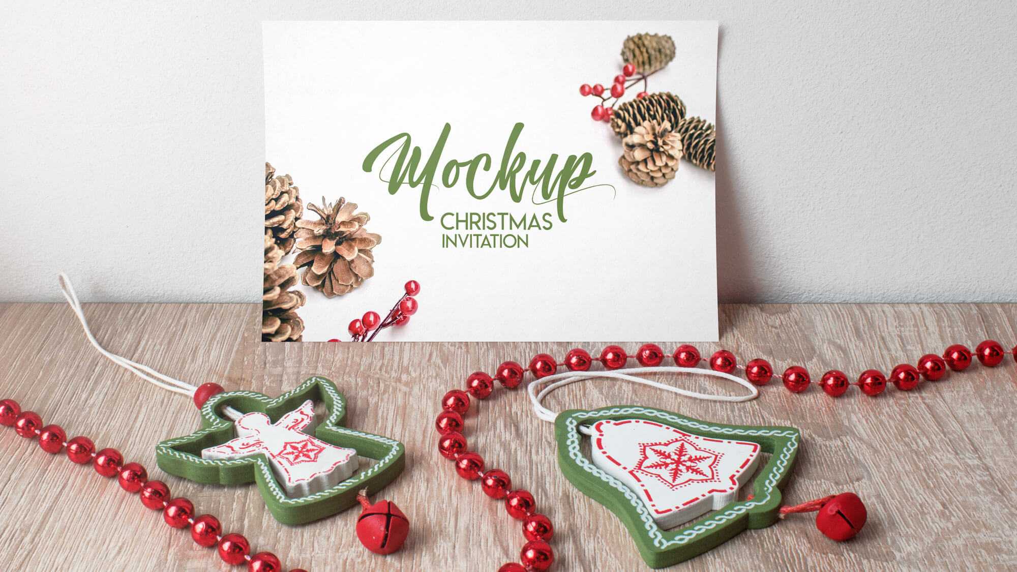 Free Christmas Invitation Card Mockup PSD
