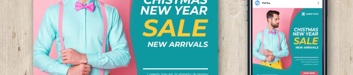Free Christmas New Year Sale Social Post Design Template PSD