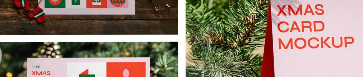 Free Christmas Paper Postcard Mockup PSD
