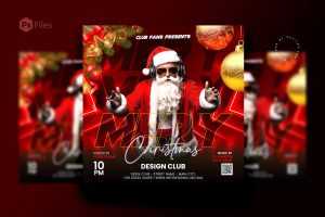 Free Christmas Party Social Media Post Design Template PSD
