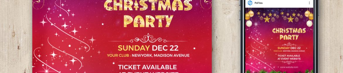 Free Christmas Party Social Media Post Design Template PSD